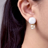 Estelle Drop Earrings in White Model