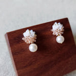 Faye Duo Drop Earrings in Champagne Pink Display