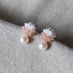 Faye Duo Drop Earrings in Champagne Pink Front