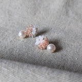 Faye Duo Drop Earrings in Champagne Pink Side