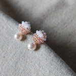 Faye Duo Drop Earrings in Champagne Pink Top 1