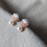 Faye Duo Drop Earrings in Champagne Pink Top 1