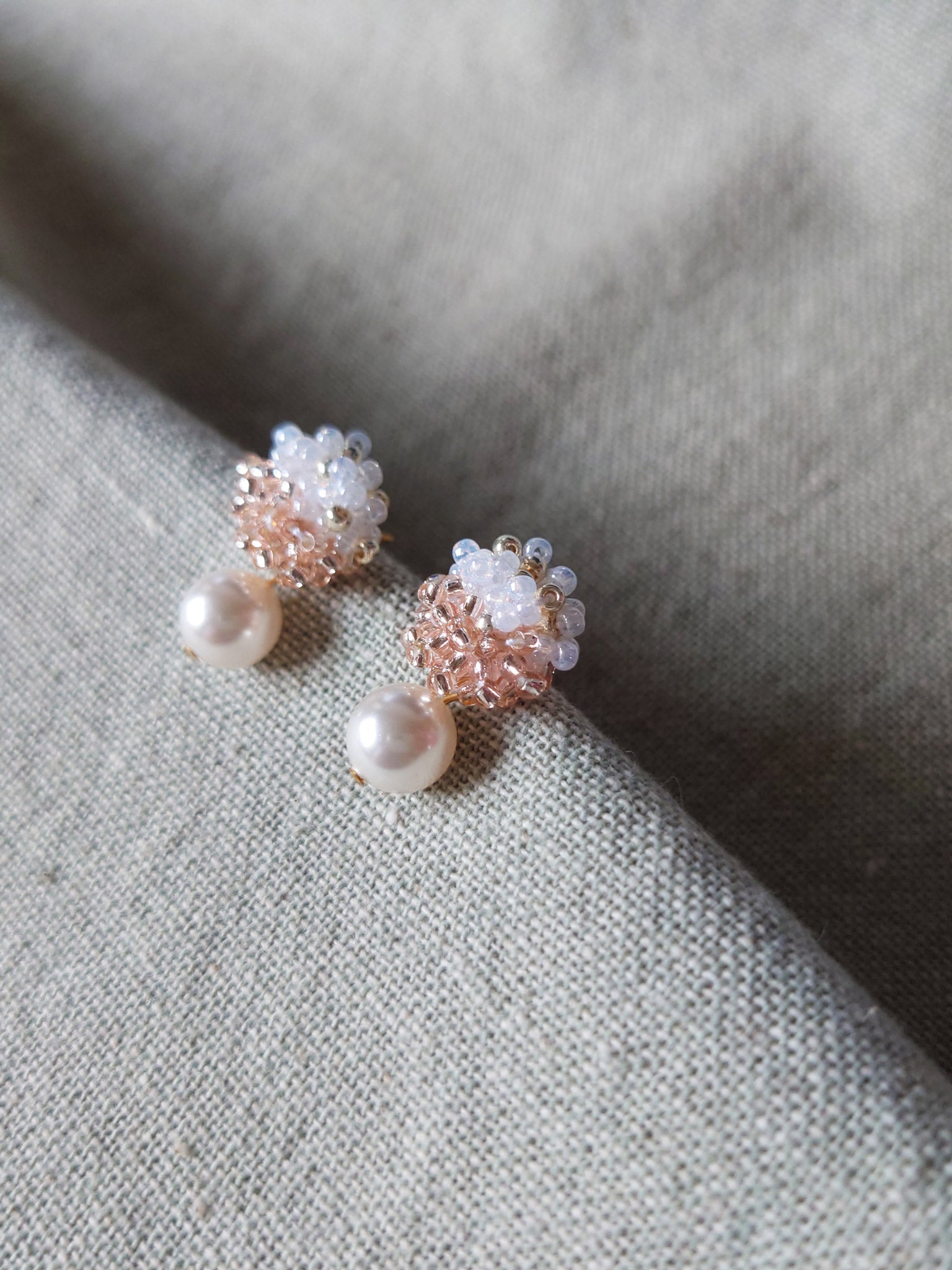 Faye Duo Drop Earrings in Champagne Pink Top 1