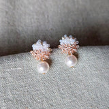 Faye Duo Drop Earrings in Champagne Pink Top 2