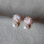 Faye Rio Drop Earrings in Champagne Pink Front