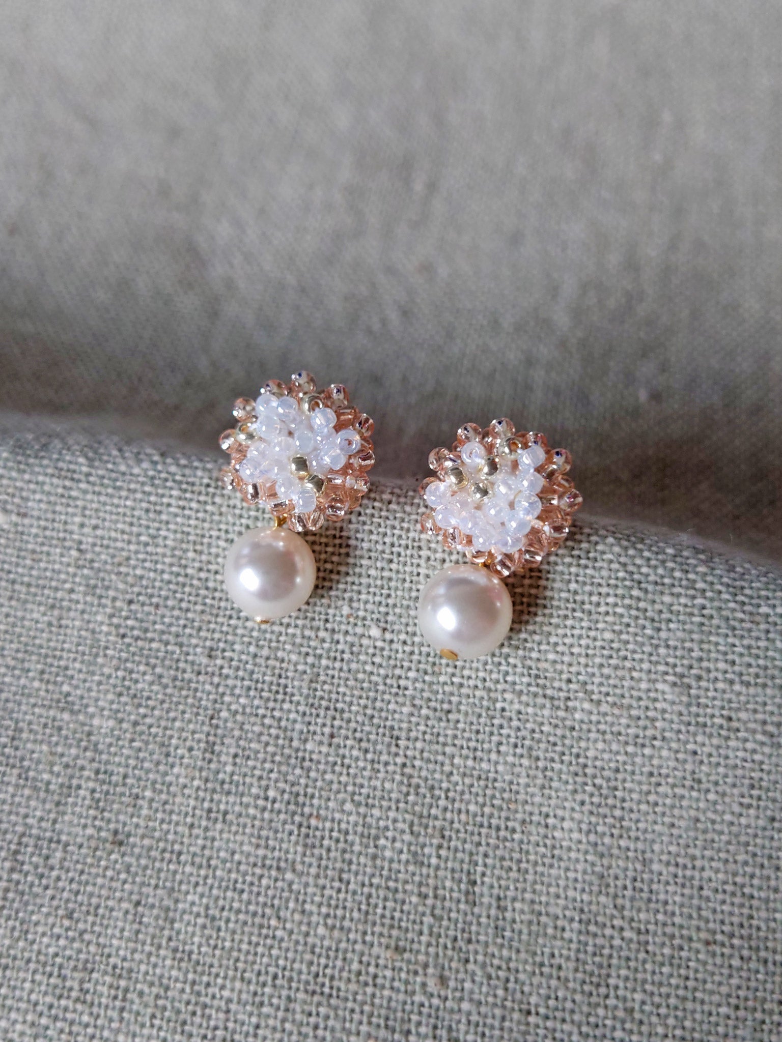 Faye Rio Drop Earrings in Champagne Pink Front