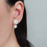 Faye Rio Drop Earrings in Champagne Pink Model
