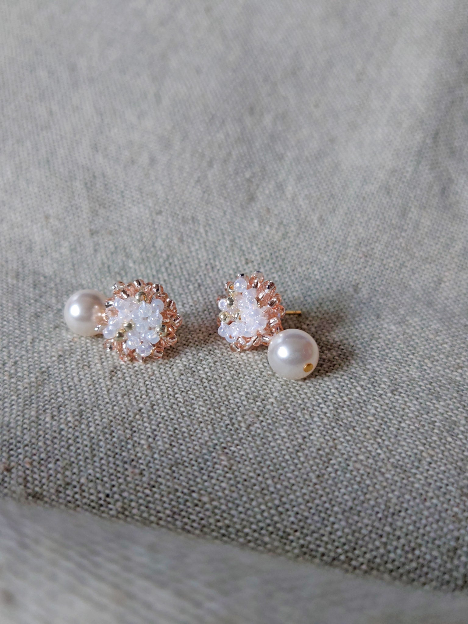 Faye Rio Drop Earrings in Champagne Pink Side