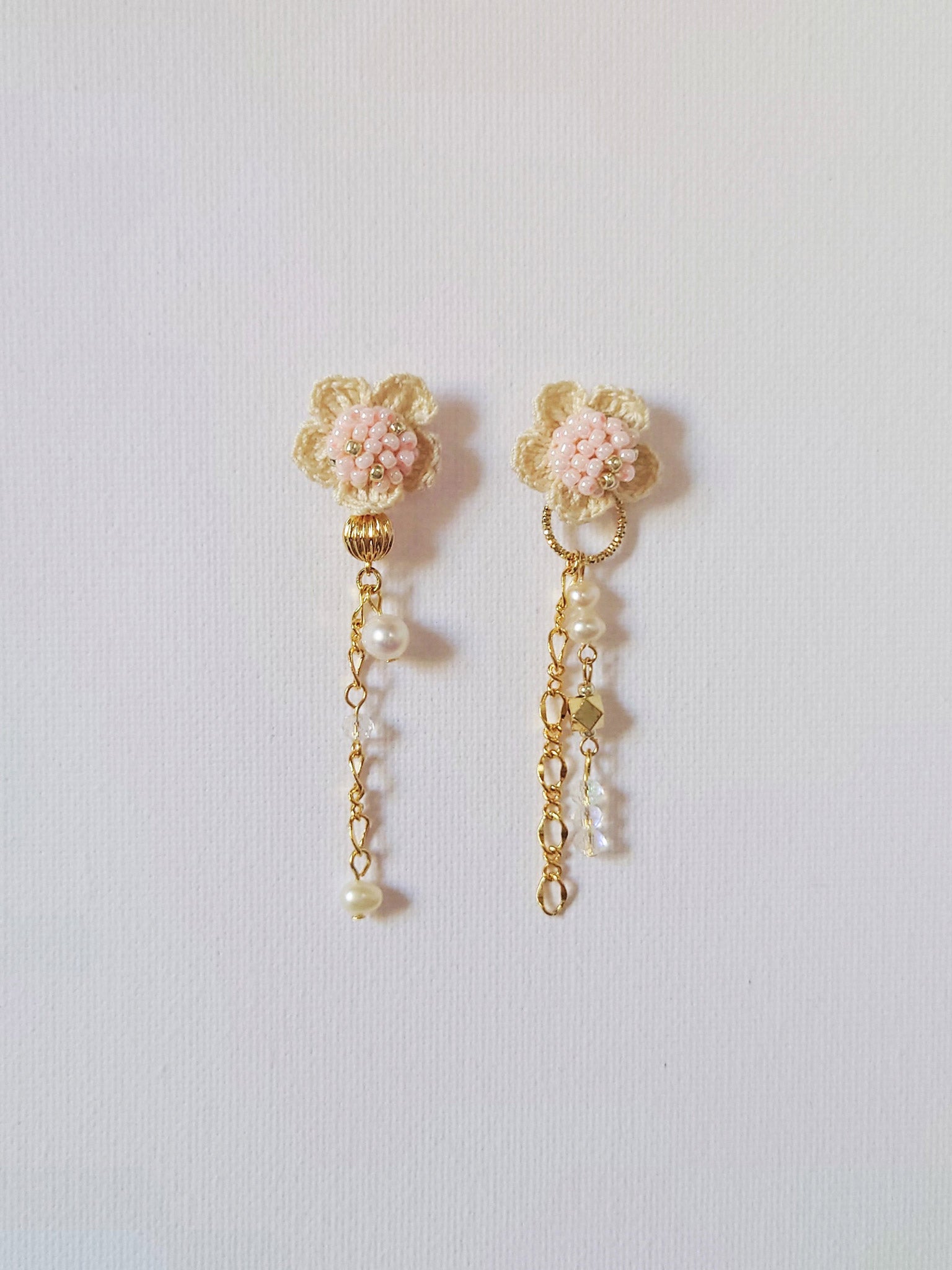 Floral Chime Earrings in Pink Front