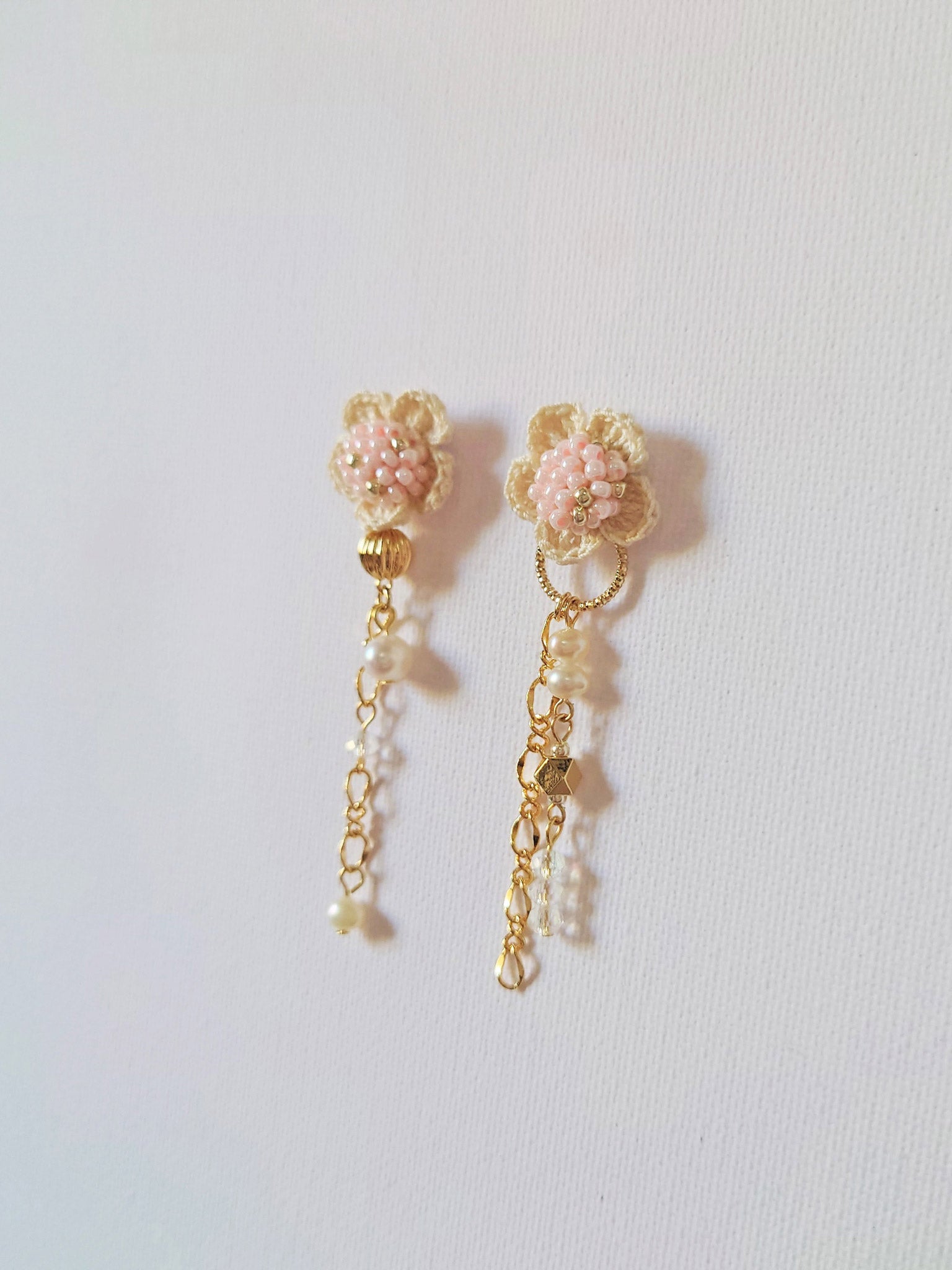 Floral Chime Earrings in Pink Left