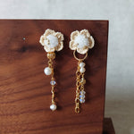 Floral Chime Earrings in White Front