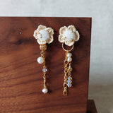 Floral Chime Earrings in White Front