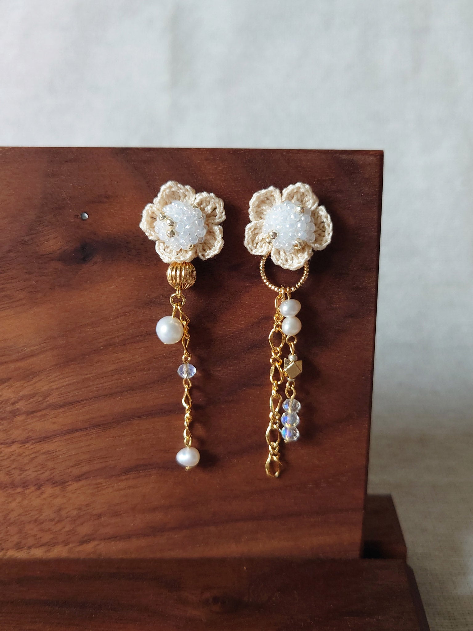 Floral Chime Earrings in White Front