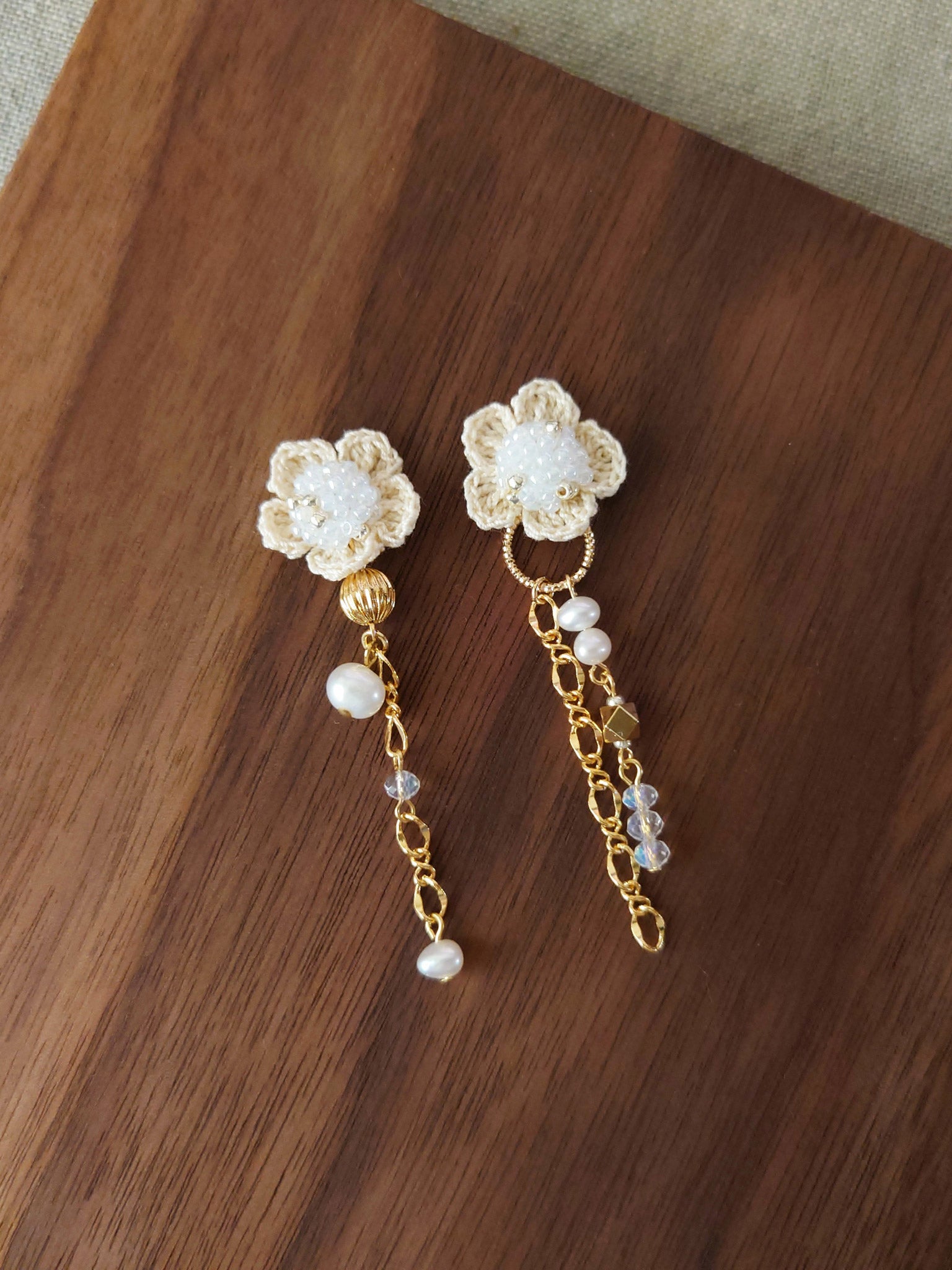 Floral Chime Earrings in White Display Top