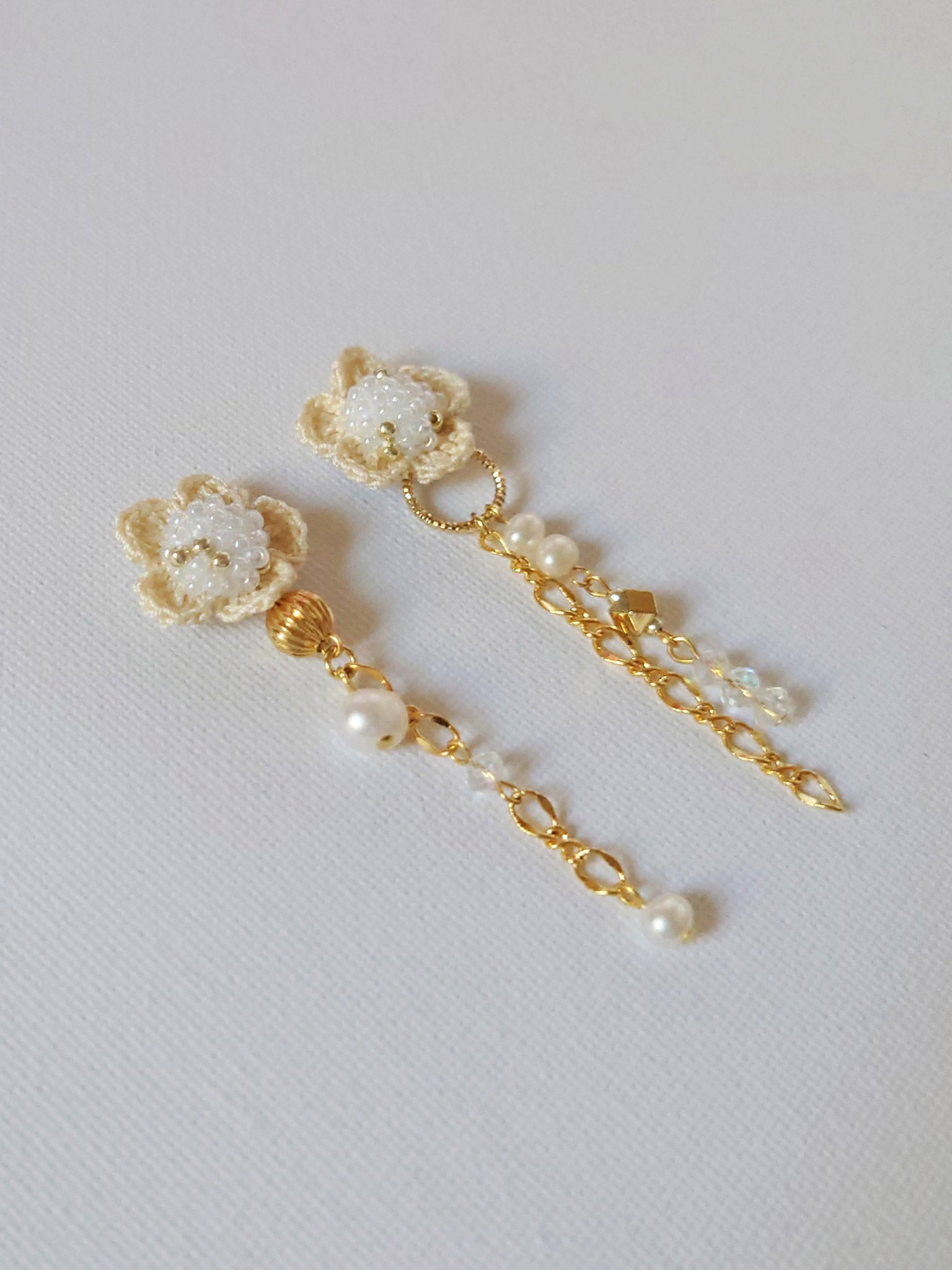 Floral Chime Earrings in White Top