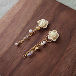 Floral Chime Earrings in Yellow Display Left