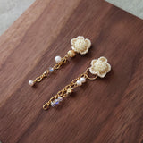 Floral Chime Earrings in Yellow Display Left