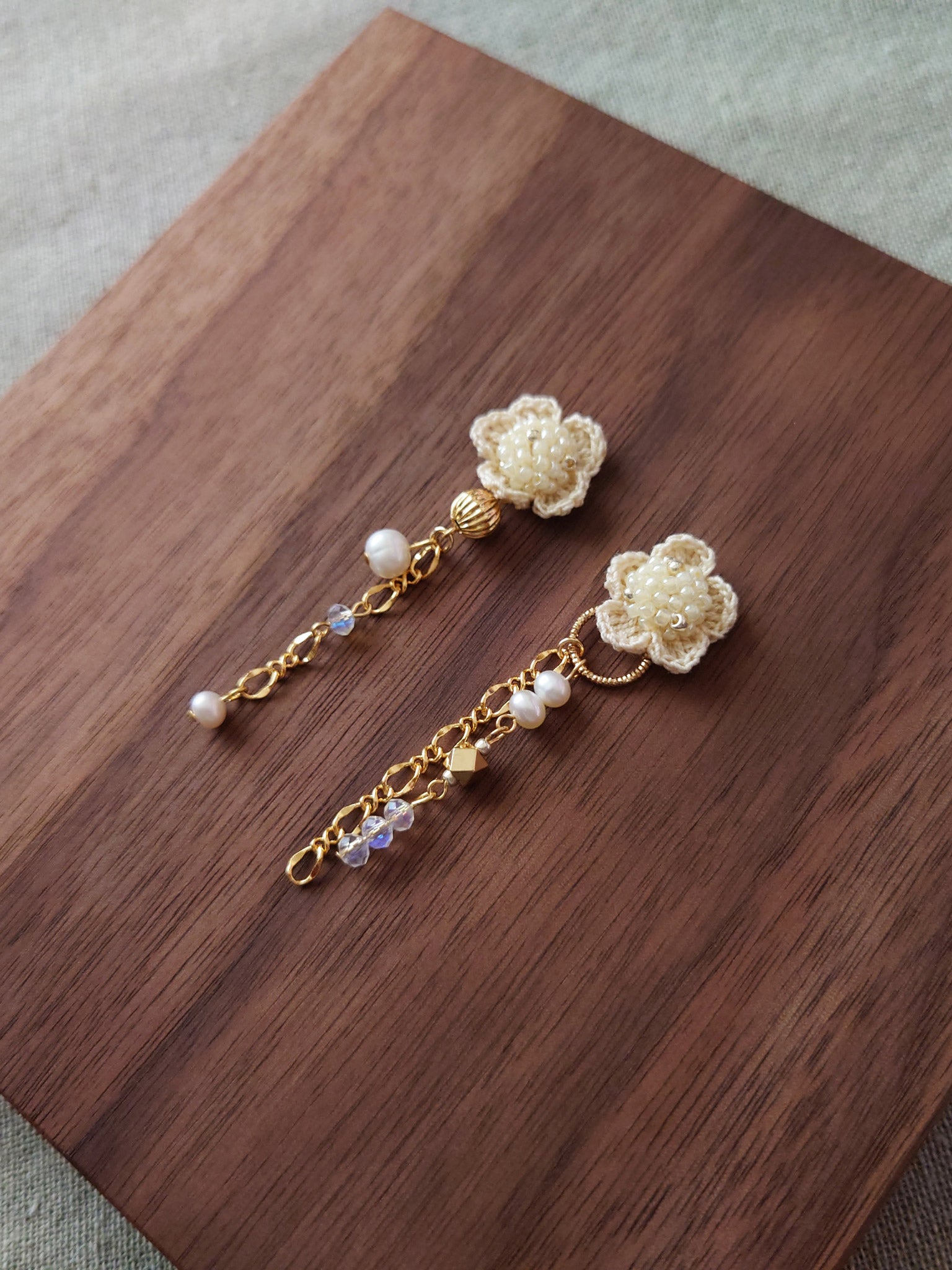 Floral Chime Earrings in Yellow Display Left