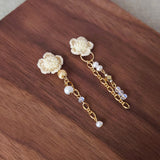 Floral Chime Earrings in Yellow Display Right