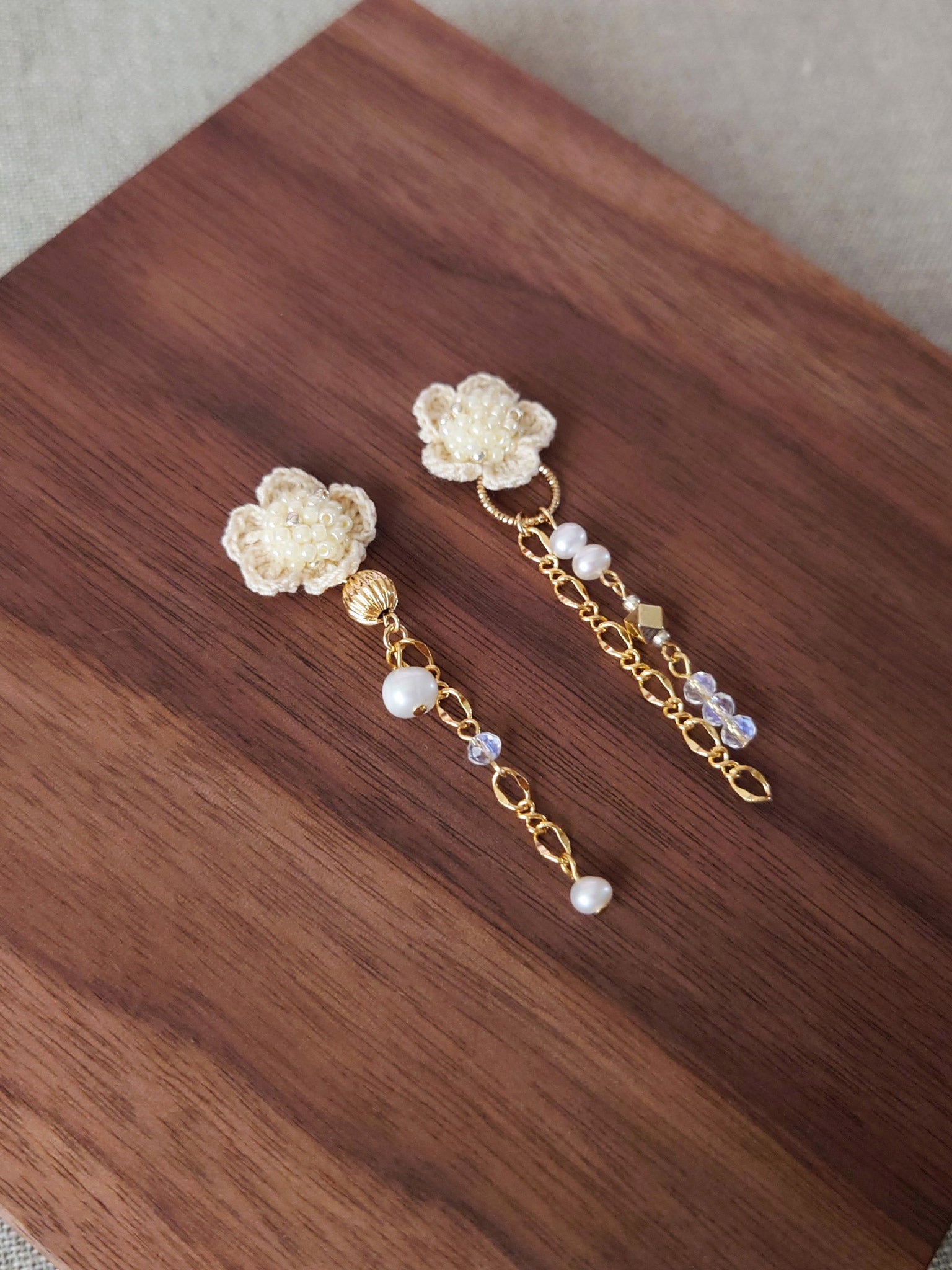 Floral Chime Earrings in Yellow Display Right