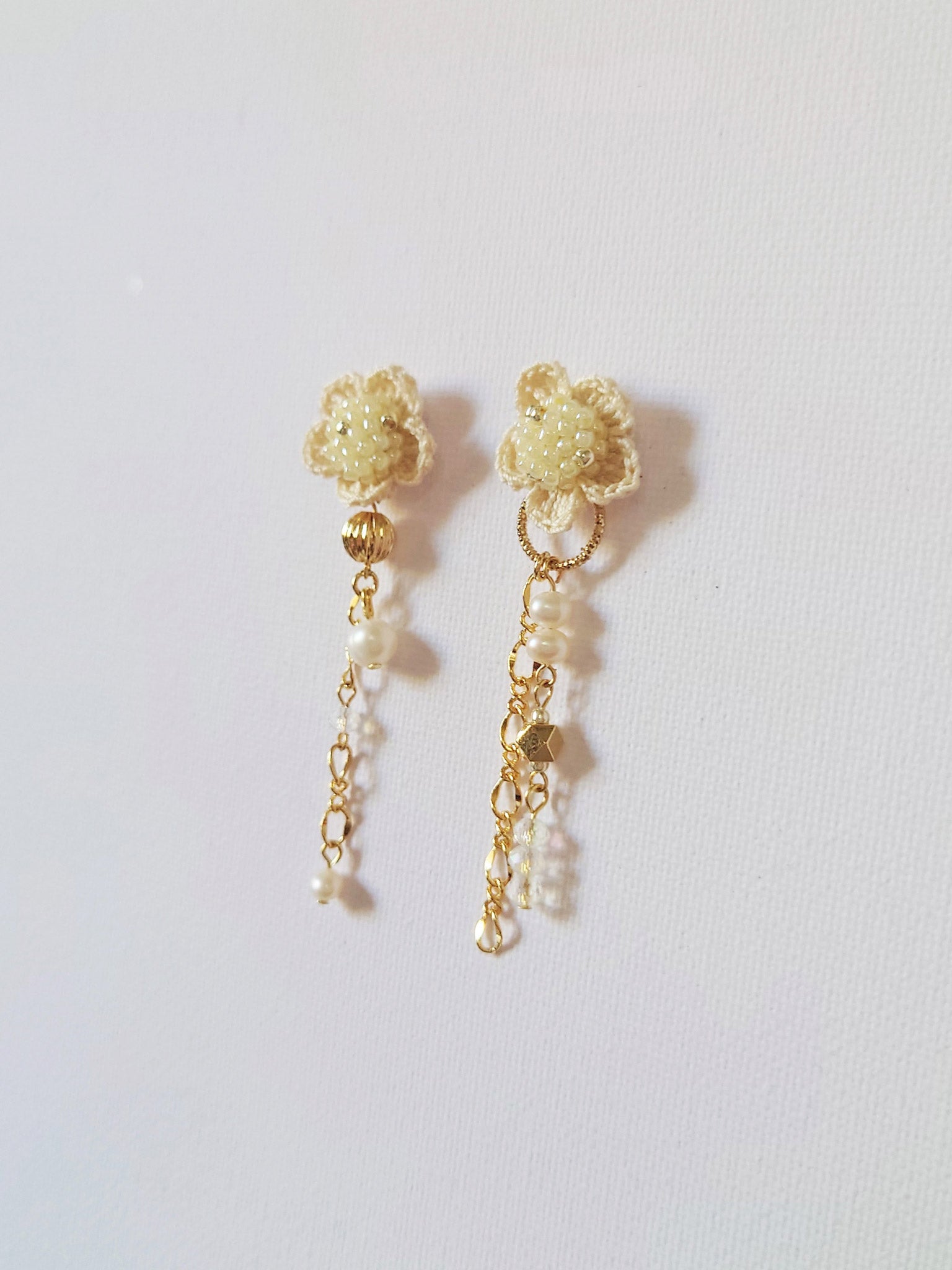 Floral Chime Earrings in Yellow Left