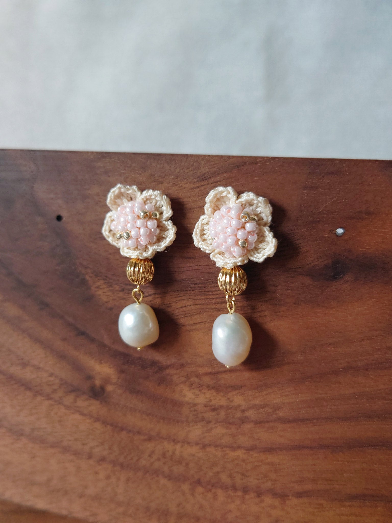 Floral Majestic Earrings in Pink Front DIisplay