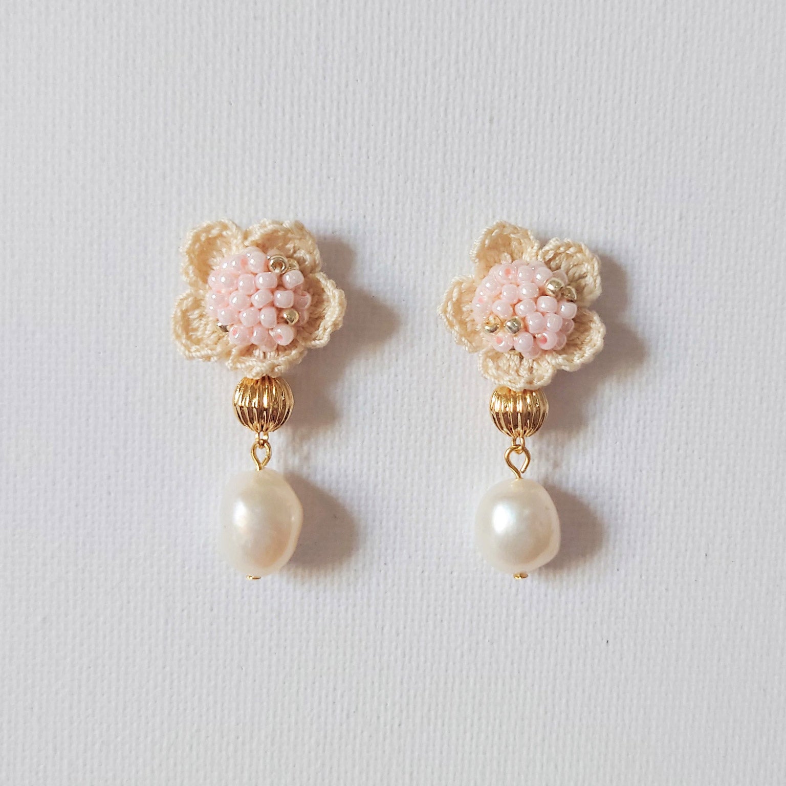 Floral Majestic Earrings in Pink Front