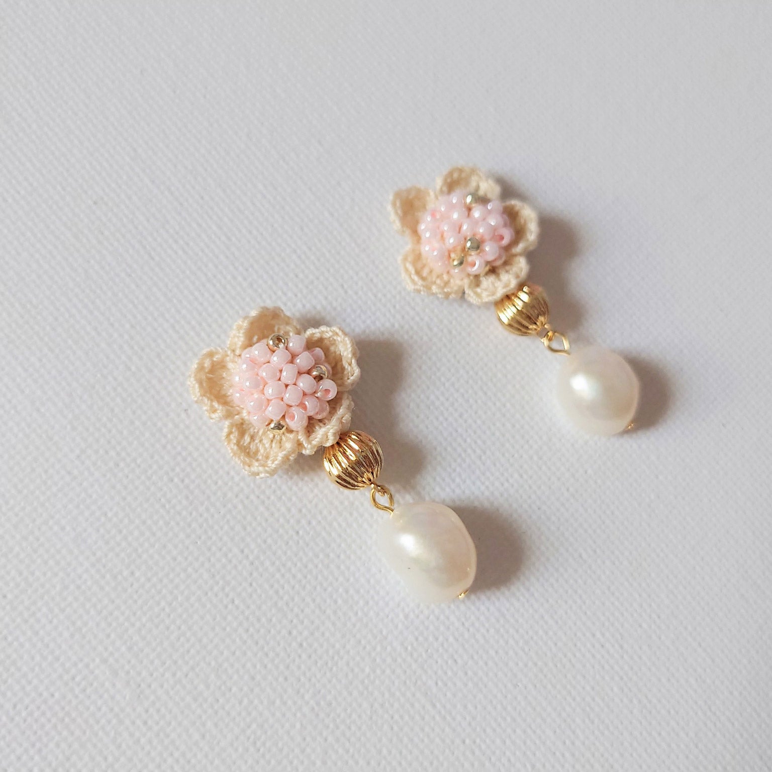 Floral Majestic Earrings in Pink Right