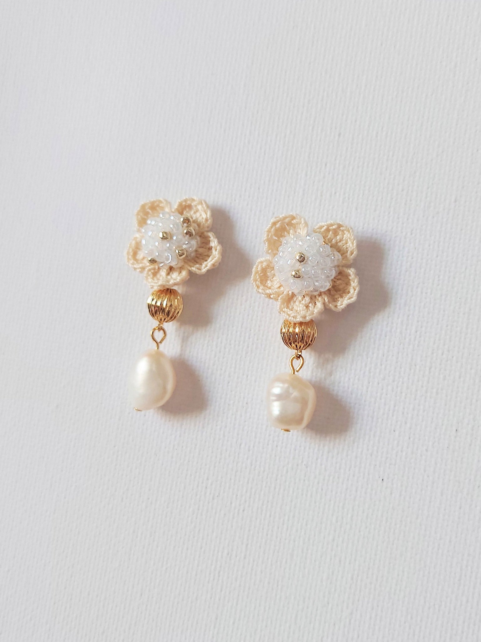 Floral Majestic Earrings in White Front