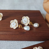 Floral Majestic Earrings in White on Side 2