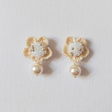 Floral Mariota Earrings in White Front