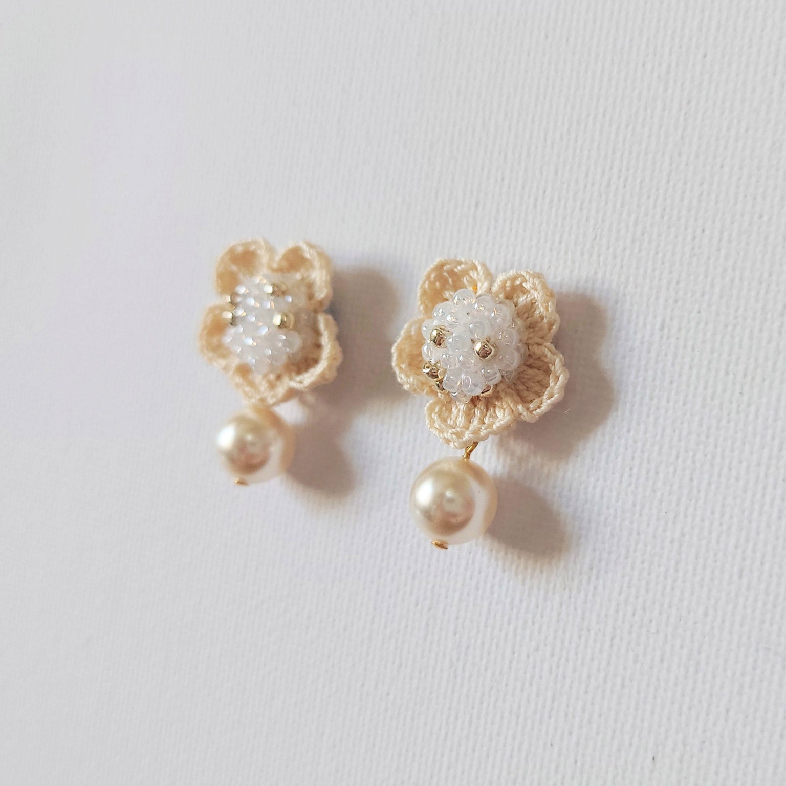 Floral Mariota Earrings in White Left