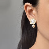 Floral Mariota Earrings in White Model