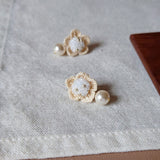 Floral Mariota Earrings in White on Side