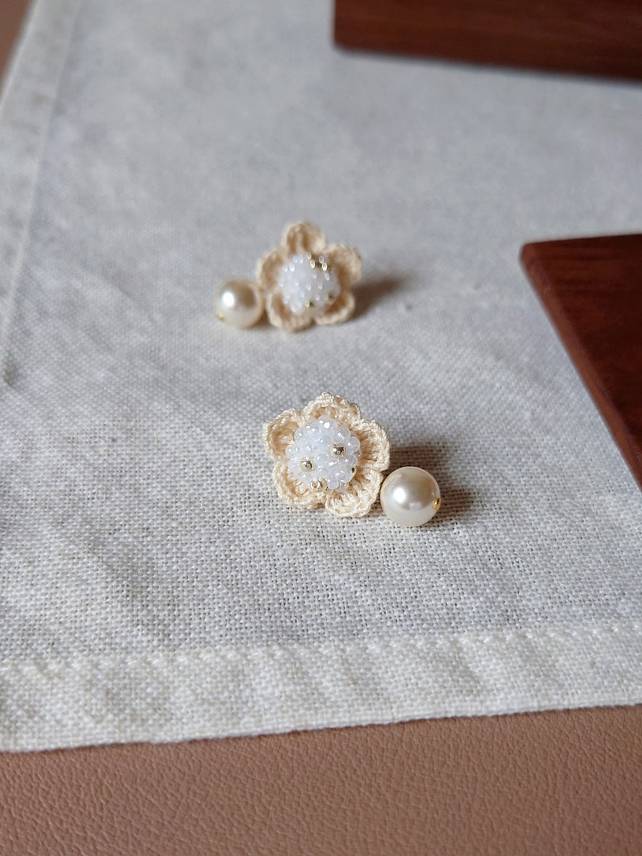 Floral Mariota Earrings in White on Side