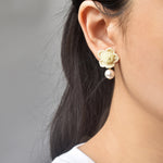 Floral Mariota Earrings in Yellow Model