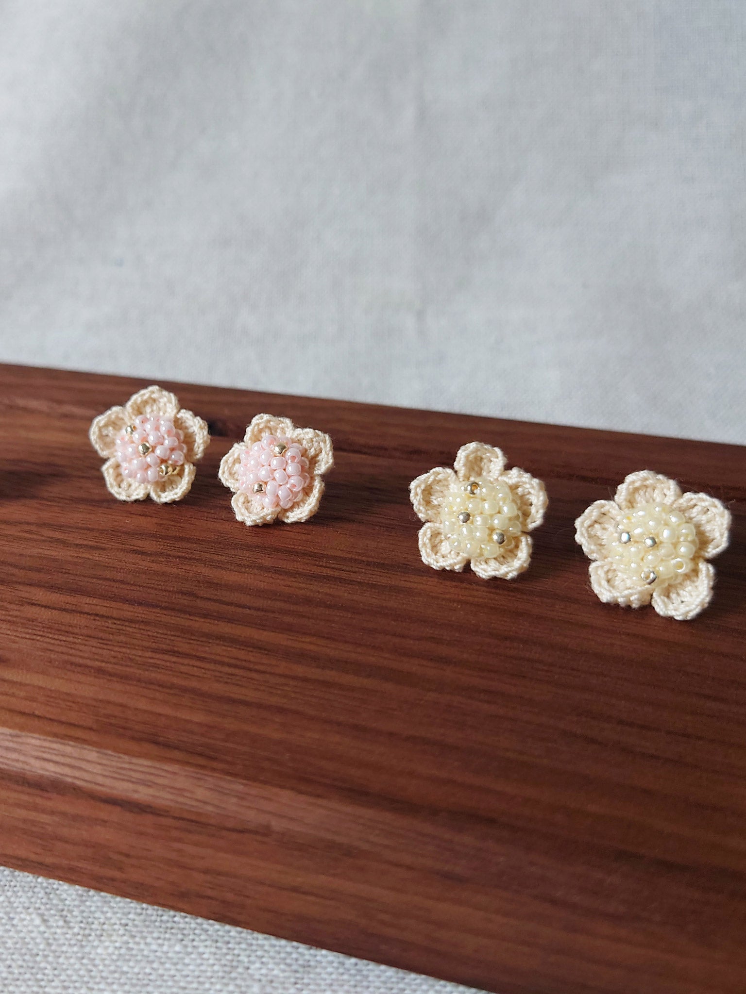 Floral Stud Earrings in Yellow and Pink