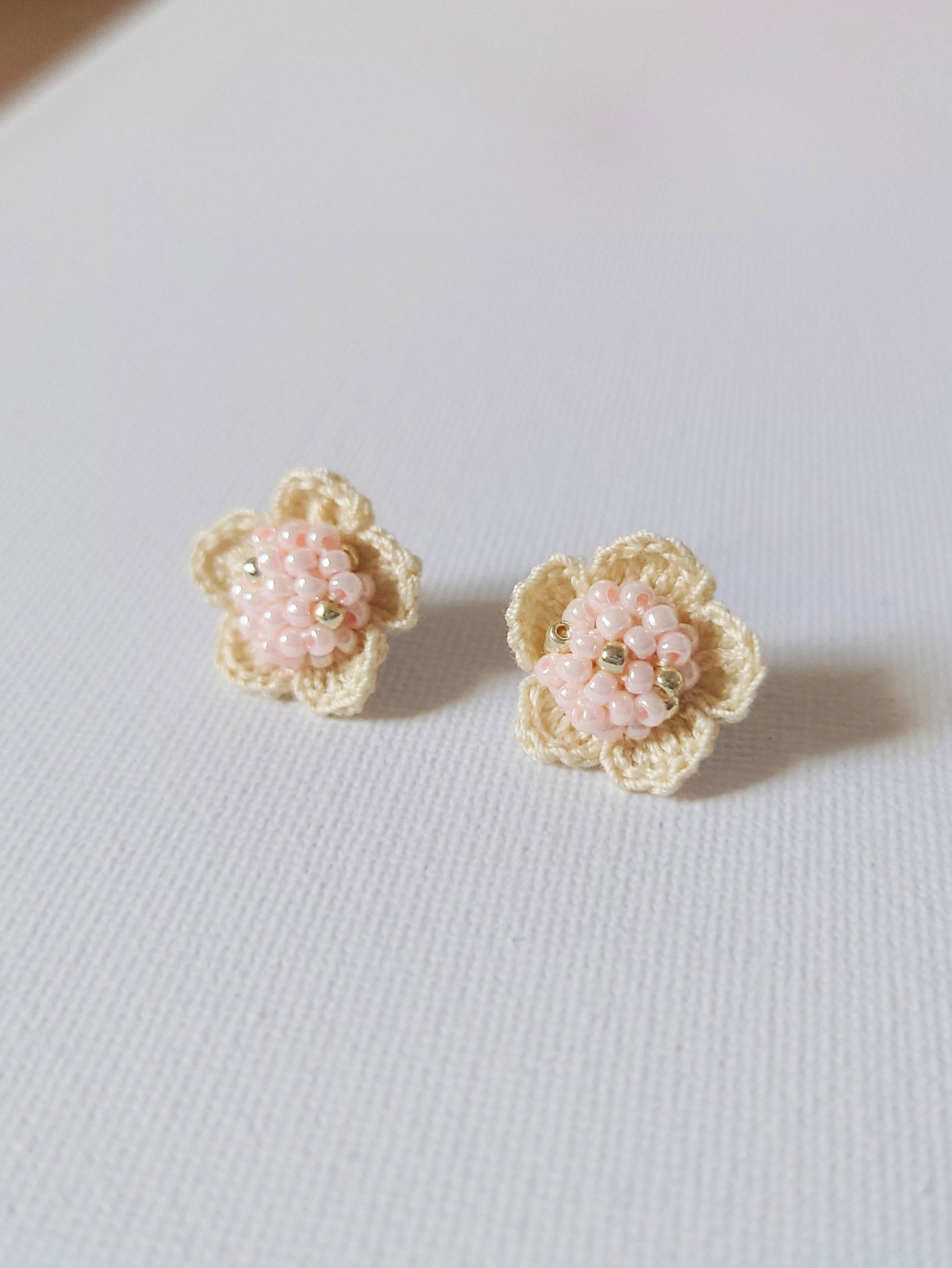 Floral Stud Earrings in Pink Front