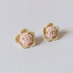 Floral Stud Earrings in Pink Right