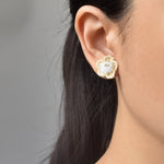 Floral Stud Earrings in White Model