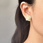 Floral Stud Earrings in Yellow Model