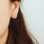 Fluffy Earrings in Champagne Pink Model