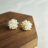 Fluffy Earrings in Ivory Display Close