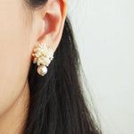 Fluffy Mariota Earrings in Ivory Model
