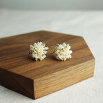 Fluffy Star Dust Earrings in Ivory Display Front