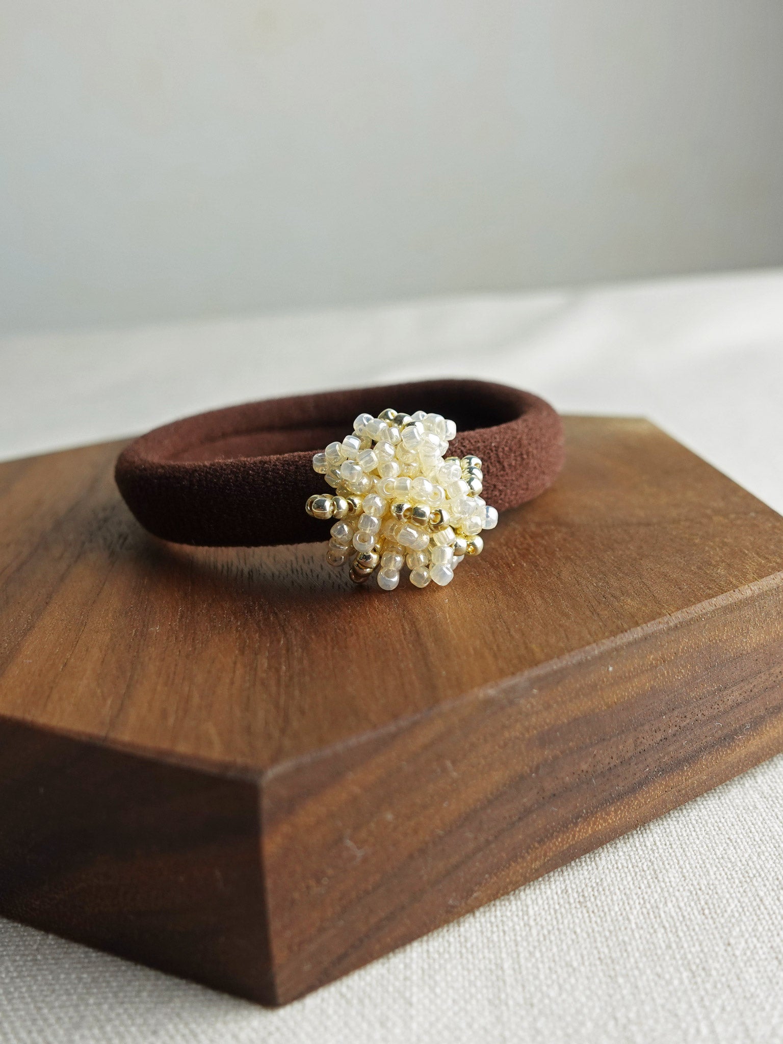 Fluffy Star Dust Hair Tie in Ivory Display