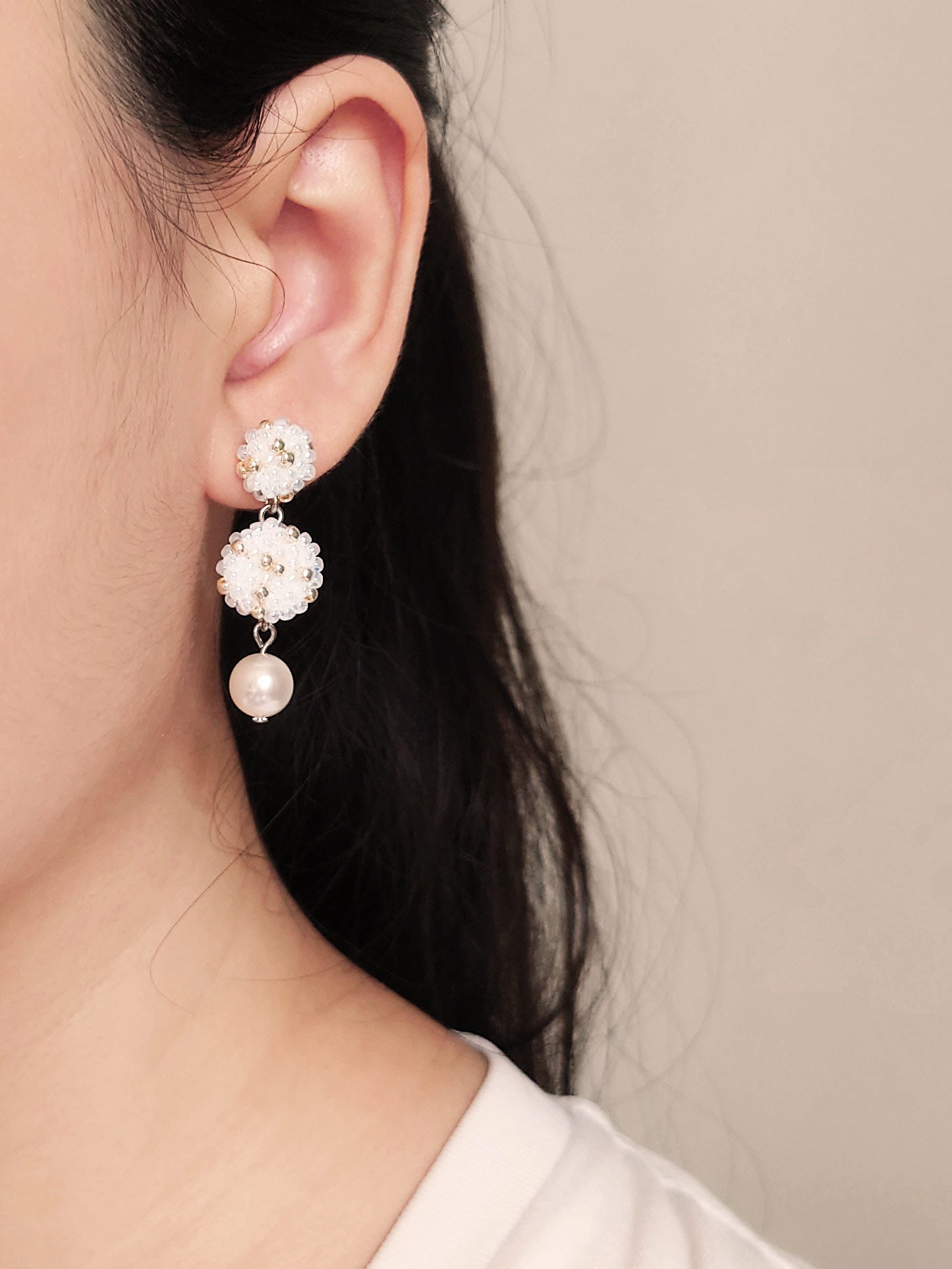 Greta Dangle Earrings Model