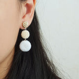 Juno Colorblock Earrings in Ivory Model