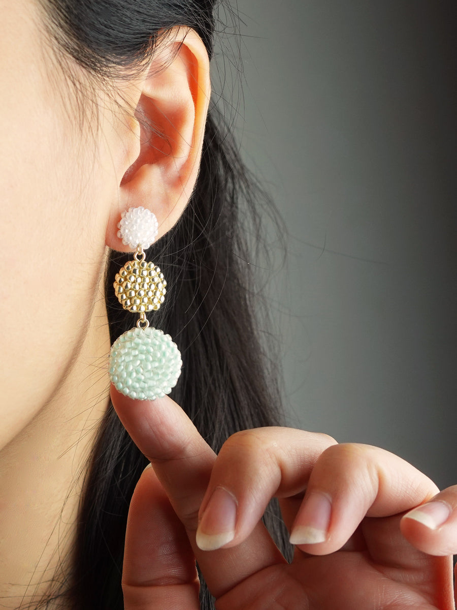 Juno Colorblock Earrings in Mint Green