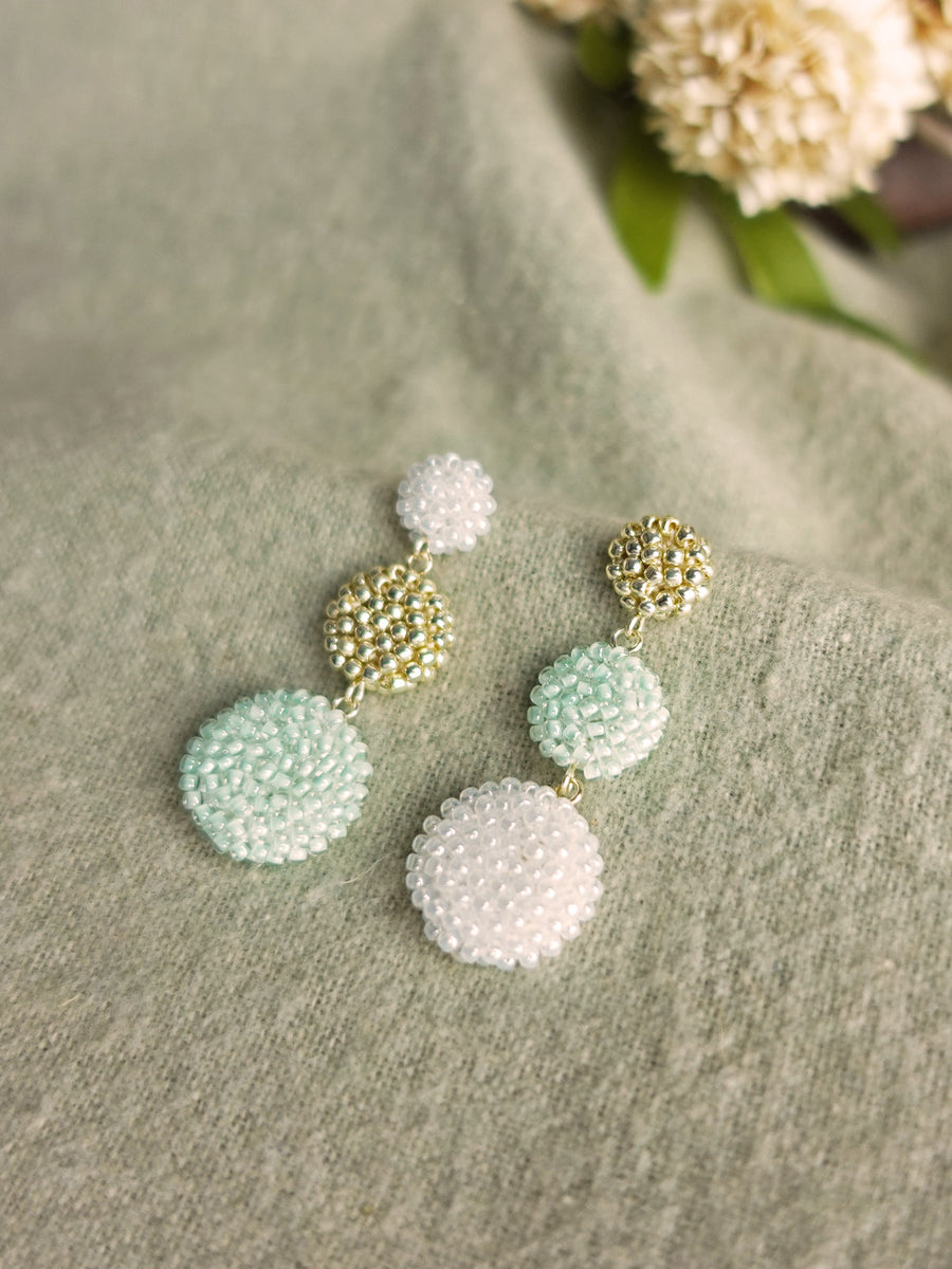 Juno Colorblock Earrings in Mint Green